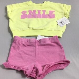 New Grayson Mini Vibrant Yellow Top and Pink Shorts baby Girl Set